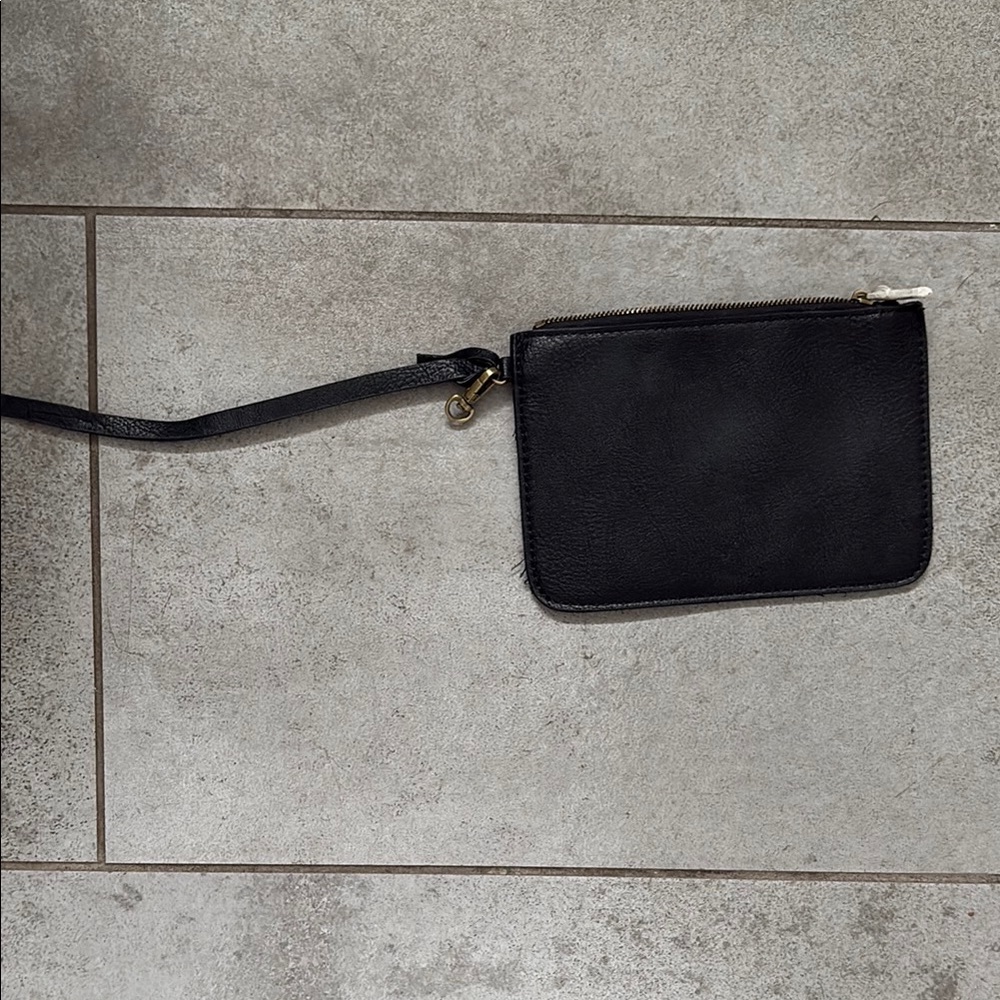 Black Leather Wristlet
